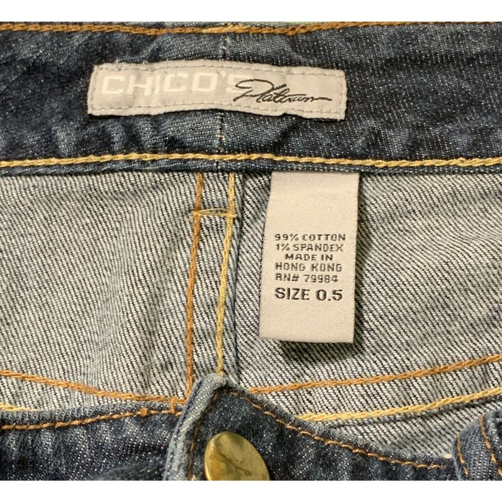 Chicos Platinum Jeans Jennie M Crop Pants Size 0.5 Bling Stretch Waist 14.5" - Picture 5 of 6